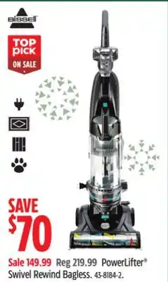 Canadian Tire Bissell powerlifter swivel rewind bagless offer