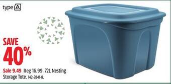Canadian Tire Type a 72l nesting storage tote offer