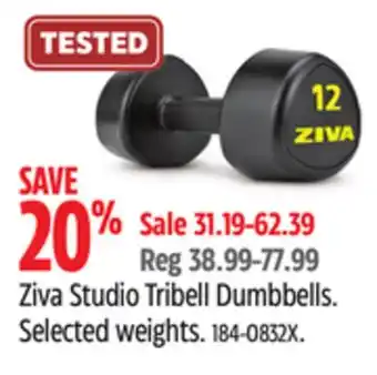 Canadian Tire Ziva studio tribell dumbbells offer