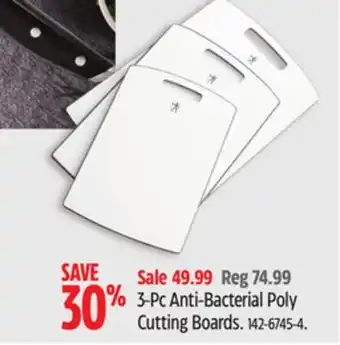 Canadian Tire Henckels 3-pc anti-bacterial poly cutting boards offer