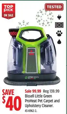 Canadian Tire Bissell little green proheat pet carpet and upholstery cleaner offer
