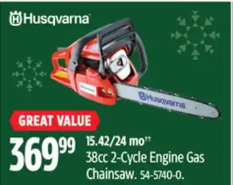 Canadian Tire Husqvarna 38cc 2-cycle engine gas chainsaw offer