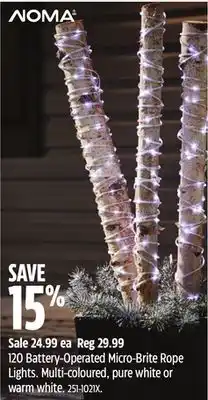 Canadian Tire Noma 120 battery-operated micro-brite rope lights offer
