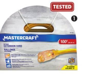 Canadian Tire Mastercraft 100' outdoor extension cord offer