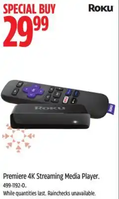 Canadian Tire Roku premiere 4k streaming media player offer