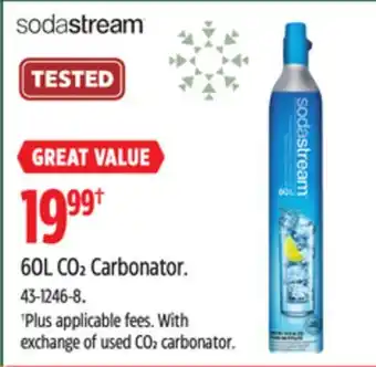 Canadian Tire Sodastream 60l co2 carbonator offer