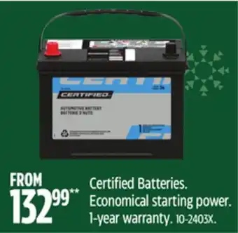 Canadian Tire Certified batteries offer