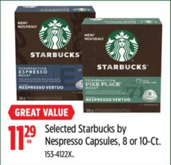 Canadian Tire Selected starbucks by nespresso capsules, 8 or 10-ct offer