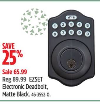 Canadian Tire Ezset electronic deadbolt, matte black offer