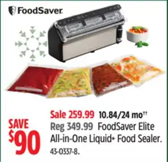 Canadian Tire Foodsaver elite all-in-one liquid+ food sealer offer