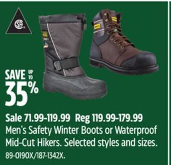 Canadian Tire Altra men's safety winter boots or waterproof mid-cut hikers offer
