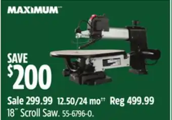 Canadian Tire Maximum 18˝ scroll saw offer
