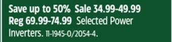 Canadian Tire Selected power inverters offer