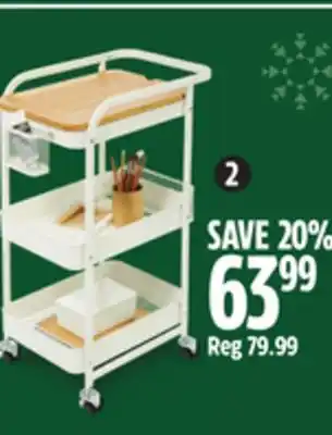 Canadian Tire Type a engrained 3-tier utility cart, white offer