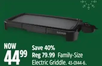 Canadian Tire Black & decker family-size electric griddle offer