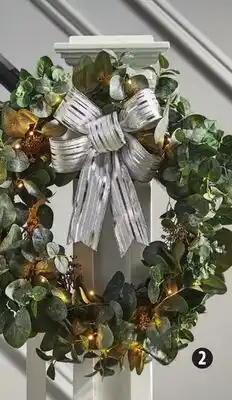 Canadian Tire Noma 24 eucalyptus wreath with bow and 25 led lights offer