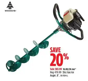 Canadian Tire Woods 33cc gas ice auger, 8˝ offer
