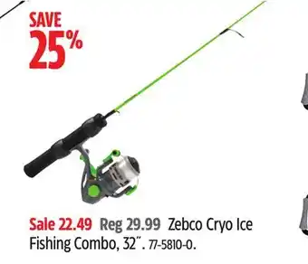 Canadian Tire Zebco cryo ice fishing combo, 32˝ offer