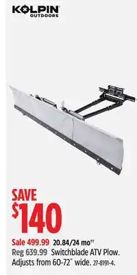 Canadian Tire Kolpin switchblade atv plow offer
