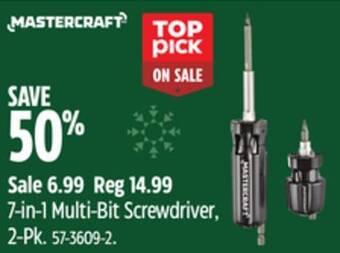 Canadian Tire Mastercraft 7-in-1 multi-bit screwdriver, 2-pk offer