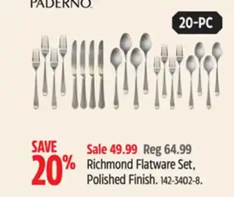 Canadian Tire Richmond flatware set, polished finish offer