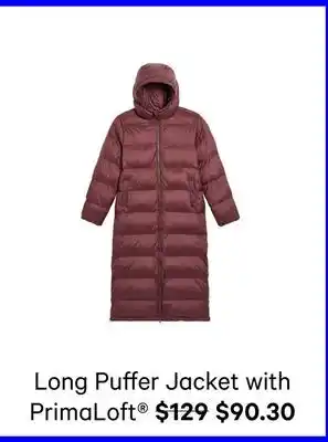 Joe Fresh Long puffer jacket with primaloft offer