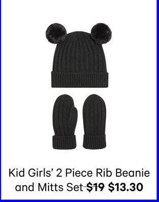 Joe Fresh Kid girls' 2 piece rib beanie and mitts offer