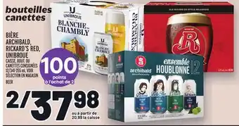 Metro Bière archibald, rickard's red, unibroue | beer offer