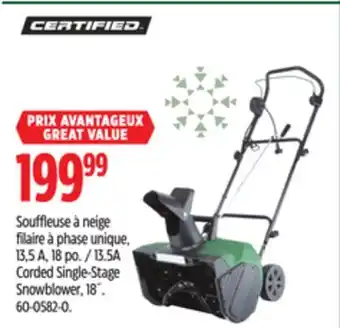Canadian Tire Certified 13.5a corded single-stage snowblower, 18 offer