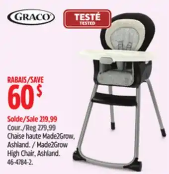 Canadian Tire Graco made2grow high chair, ashland offer