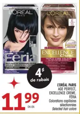 Uniprix L'oréal paris age perfect, excellence creme, féria colorations capillaires sélectionnées/ selected hair colors offer
