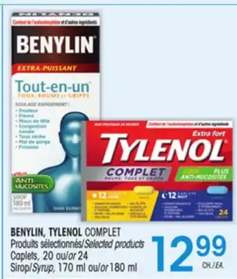 Uniprix Benylin, tylenol complet produits sélectionnés/selected products, sirop/syrup offer