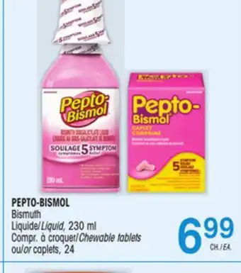 Uniprix Pepto-bismol bismuth liquide/liquid/compr. à croquer/chewable tablets ou/or caplets offer