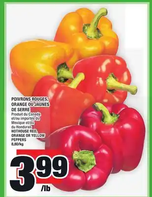 Super C Poivrons rouges, orange ou jaunes de serre | hothouse red, orange or yellow peppers offer