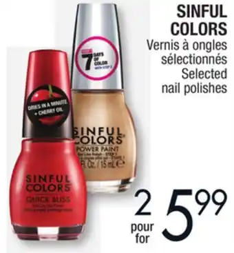 Jean Coutu Sinful colors selected nail polishes offer