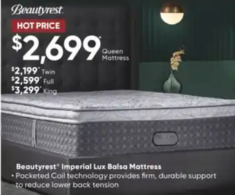 Dormez Vous Beautyrest imperial lux balsa mattress offer
