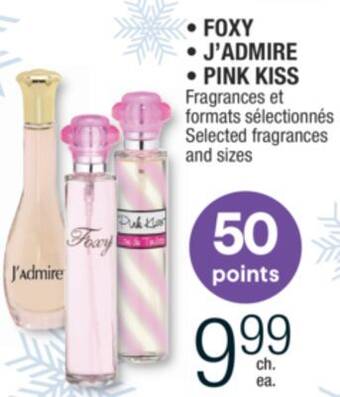 Jean Coutu Foxy, j'admire, pink kiss selected fragrances and sizes offer