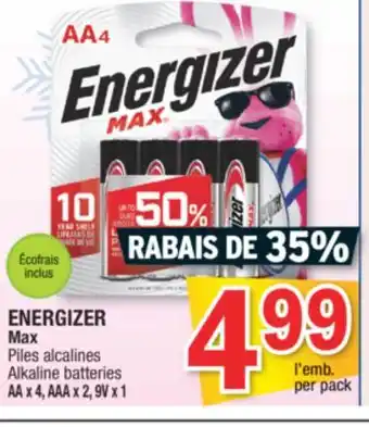 Jean Coutu Energizer max alkaline batteries offer