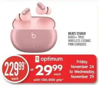 Shoppers Drug Mart BEATS STUDIO BUDS+ TRUE WIRELESS COSMIC PINK EARBUDS offer