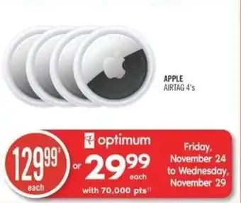 Shoppers Drug Mart APPLE AIRTAG 4's offer