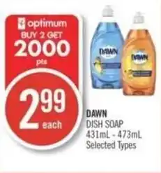 Shoppers Drug Mart DAWN DISH SOAP 431mL-473ml Selected Types offer