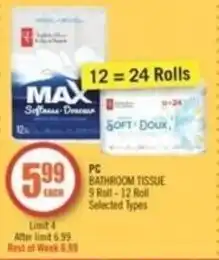 Shoppers Drug Mart PC BATHROOM TISSUE offer
