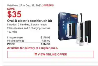 Costco Oral-b electric toothbrush kit offer