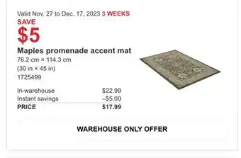 Costco Maples promenade accent mat offer