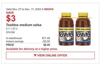 Costco Tostitos medium salsa offer