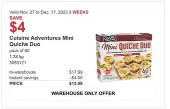 Costco Cuisine adventures mini quiche duo offer