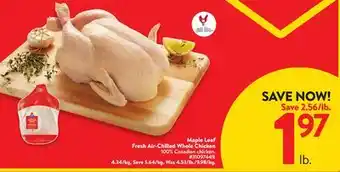 Walmart Maple leaf fresh air-chilled whole chicken offer