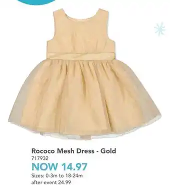 Toys R us Rococo mesh dress - gold offer