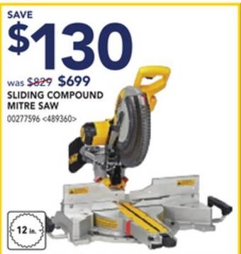 Lowe's Dewalt sliding compound mitre saw offer