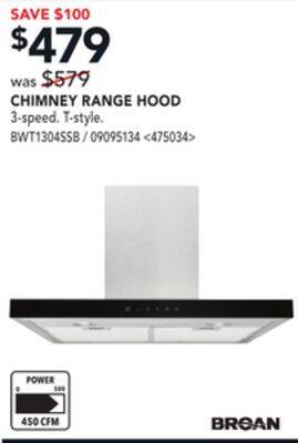 Lowe's Broan chimney range hood offer